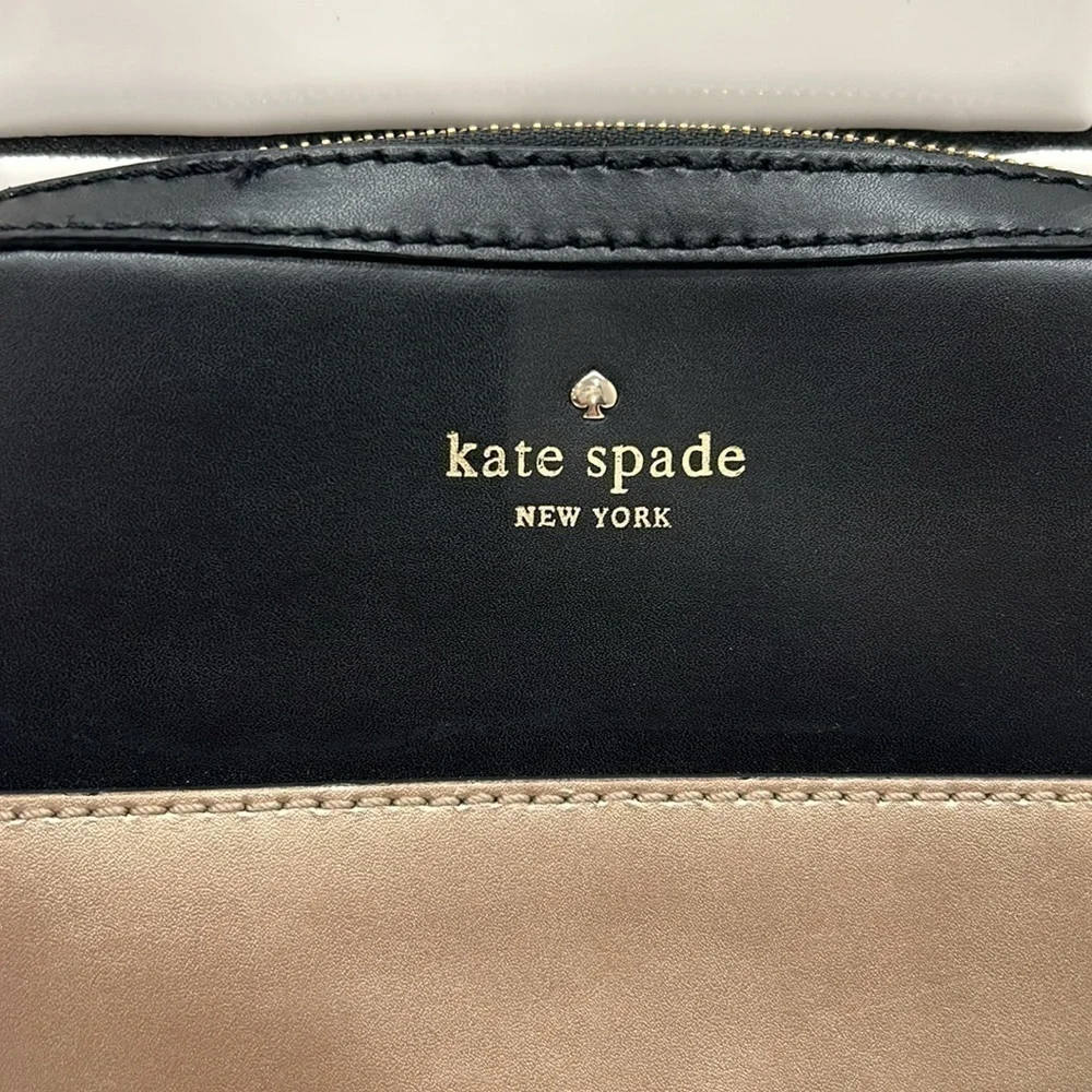 Kate Spade $178 Ivy Street Clover Crossbody Genuine Cowhide Leather Black‎ Gold